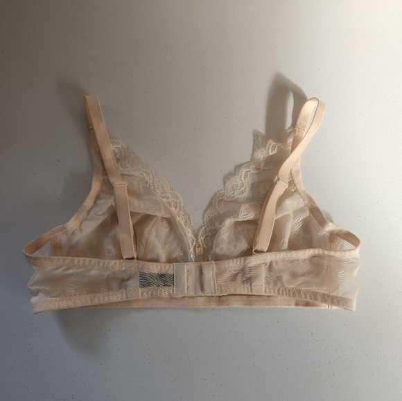 Understance Peach Lace Triangle Bralette Bra Size Large Unlined Sexy - Picture 2 of 4